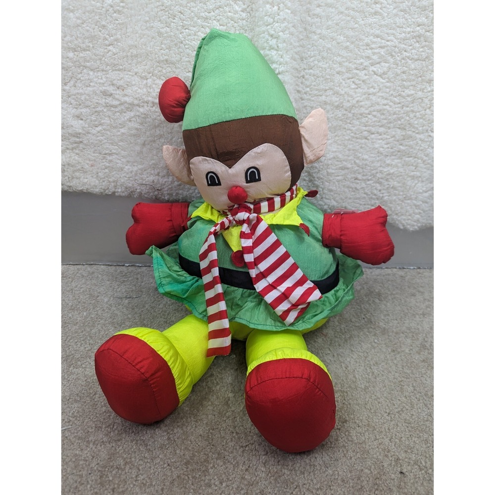 Vtg‎ Elf Puffalump Christmas Plush Yellow Green Red International Silver Co 22"